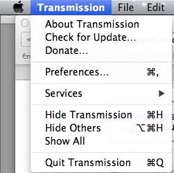 select preferences in transmission menu