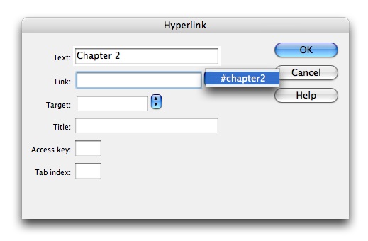 Hyperlink Dialog Box