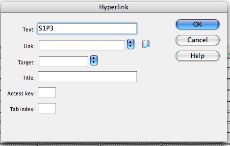 Hyperlink dialog box